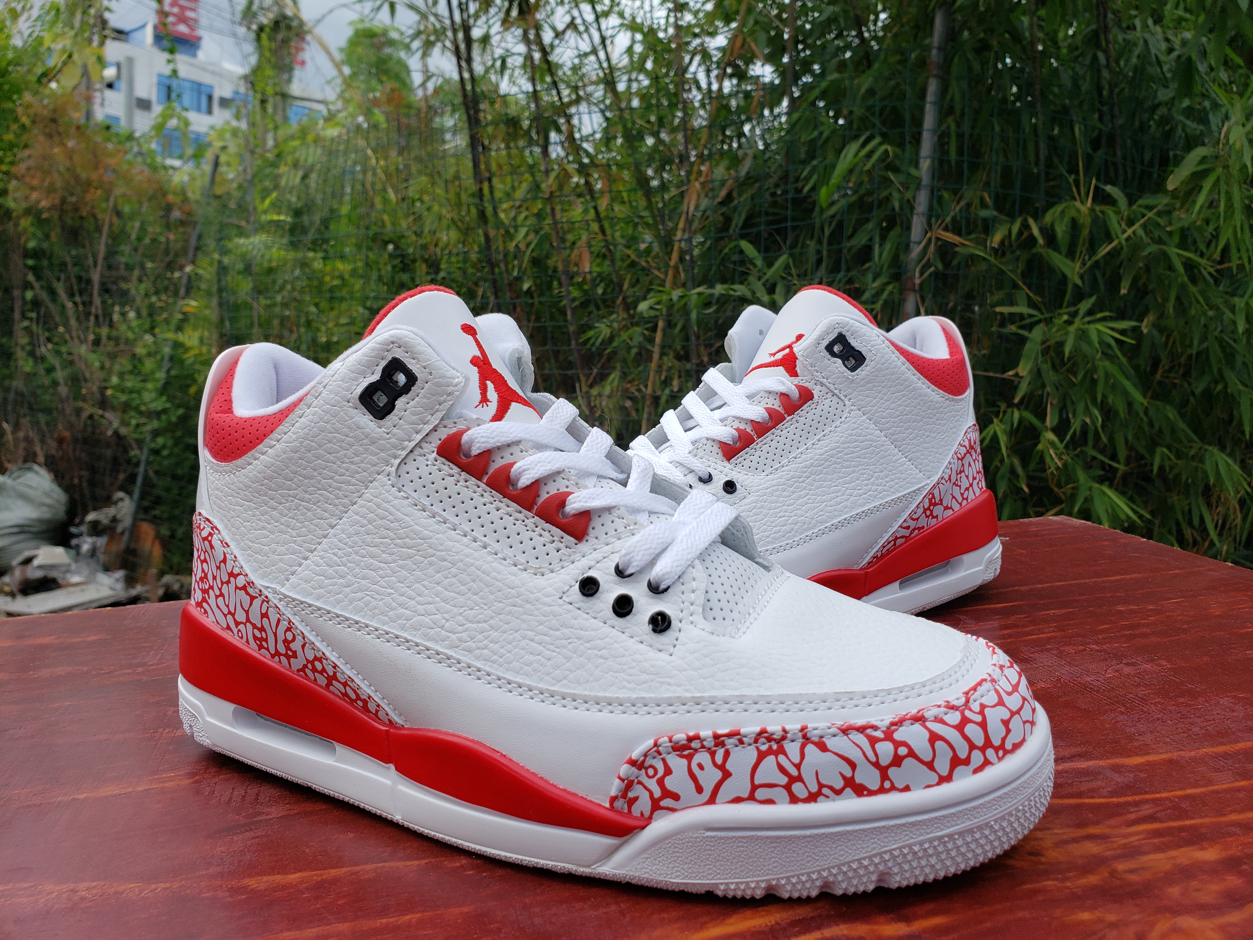 2020 Air Jordan 3 Retro White Red Shoes
